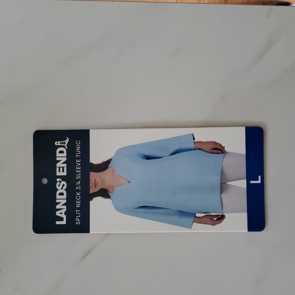 Lands' End Women's 3/4 Sleeve Linen Blend Tunic Top - Picture 8 of 9